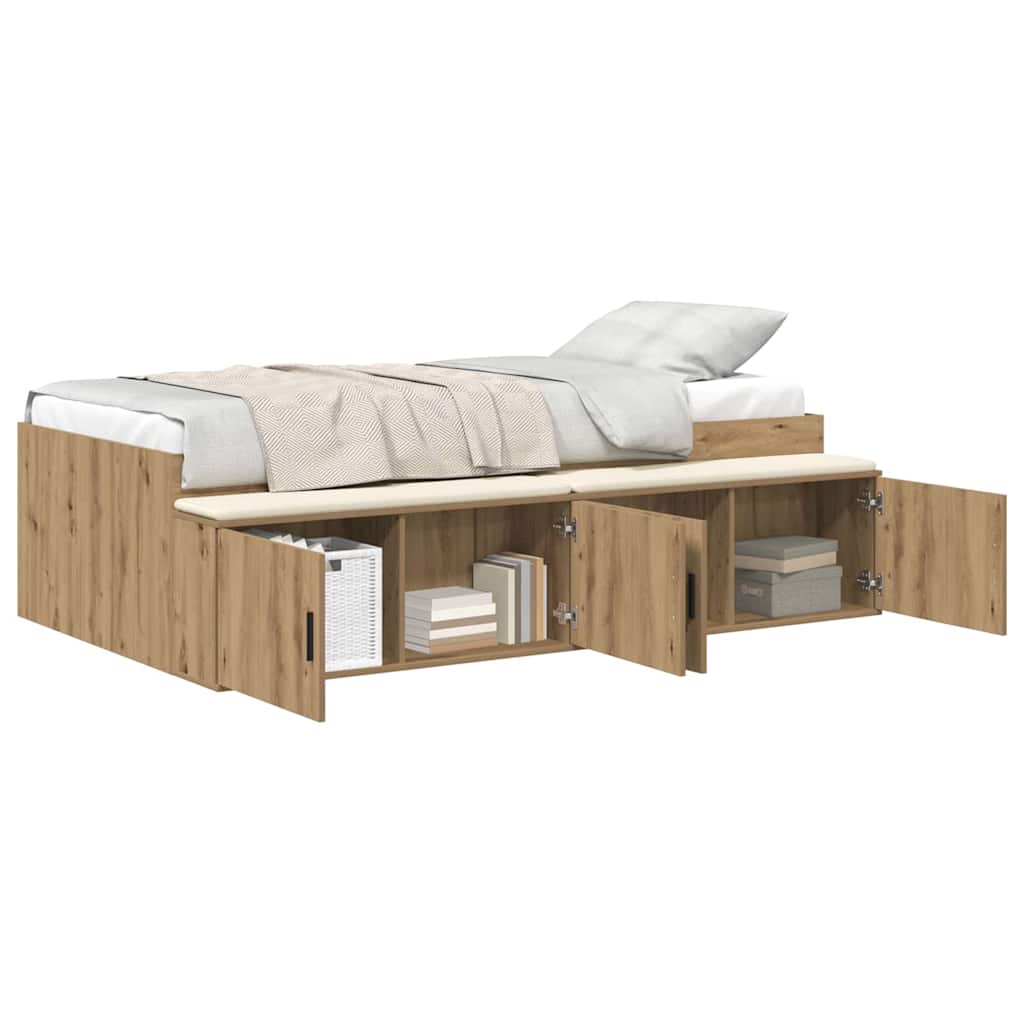 Storage Bed Frame Artisan oak 100 x 200 cm Engineered wood