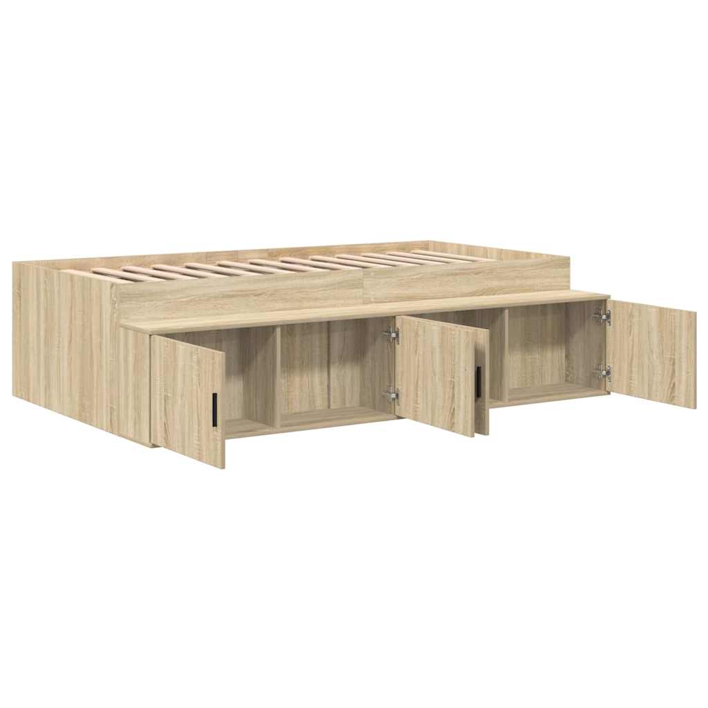 Storage Bed Frame Sonoma oak 90 x 200 cm Engineered wood