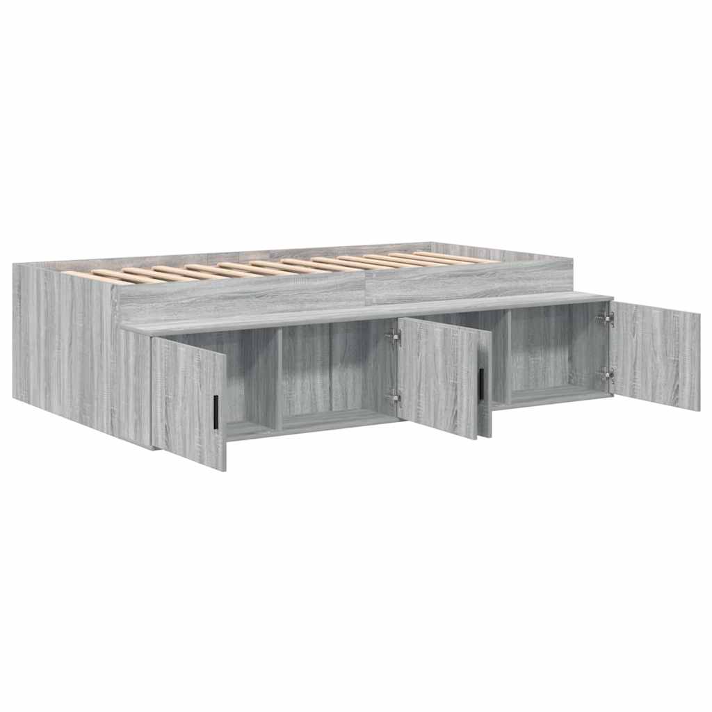 Storage Bed Frame Grey sonoma 90 x 200 cm Engineered wood