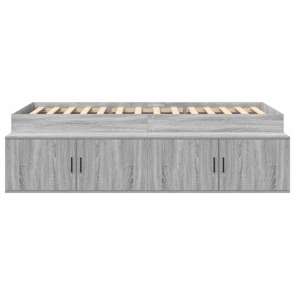 Storage Bed Frame Grey sonoma 90 x 200 cm Engineered wood