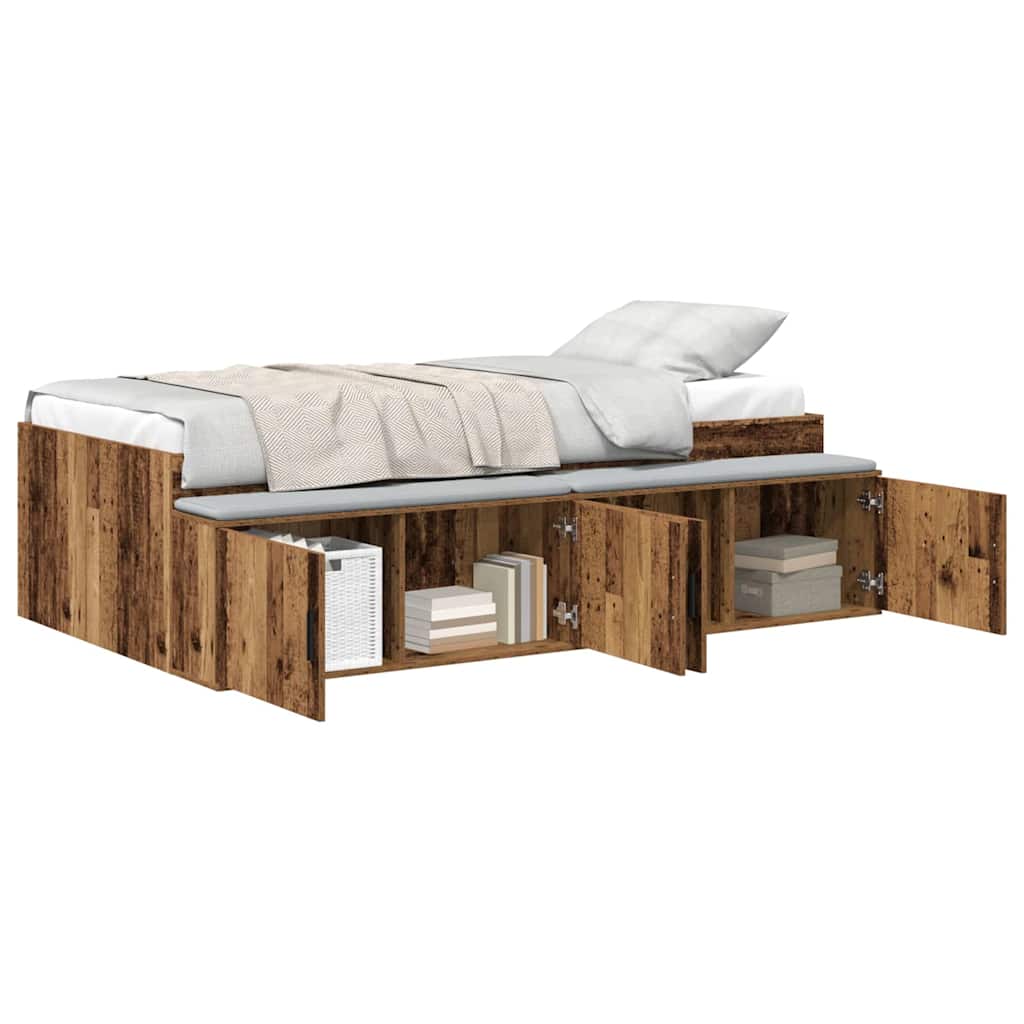 Storage Bed Frame Old wood 90 x 200 cm Engineered wood