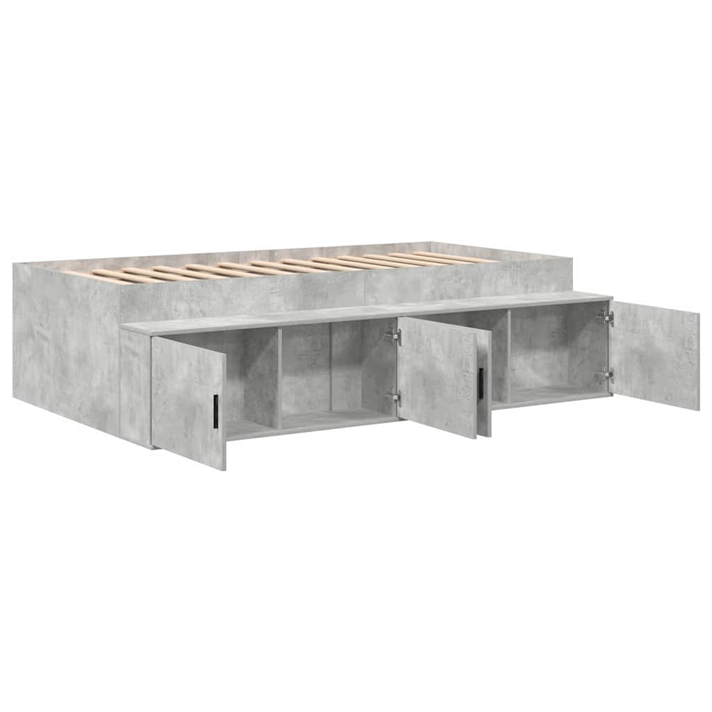 Storage Bed Frame Concrete grey 80 x 200 cm Engineered wood