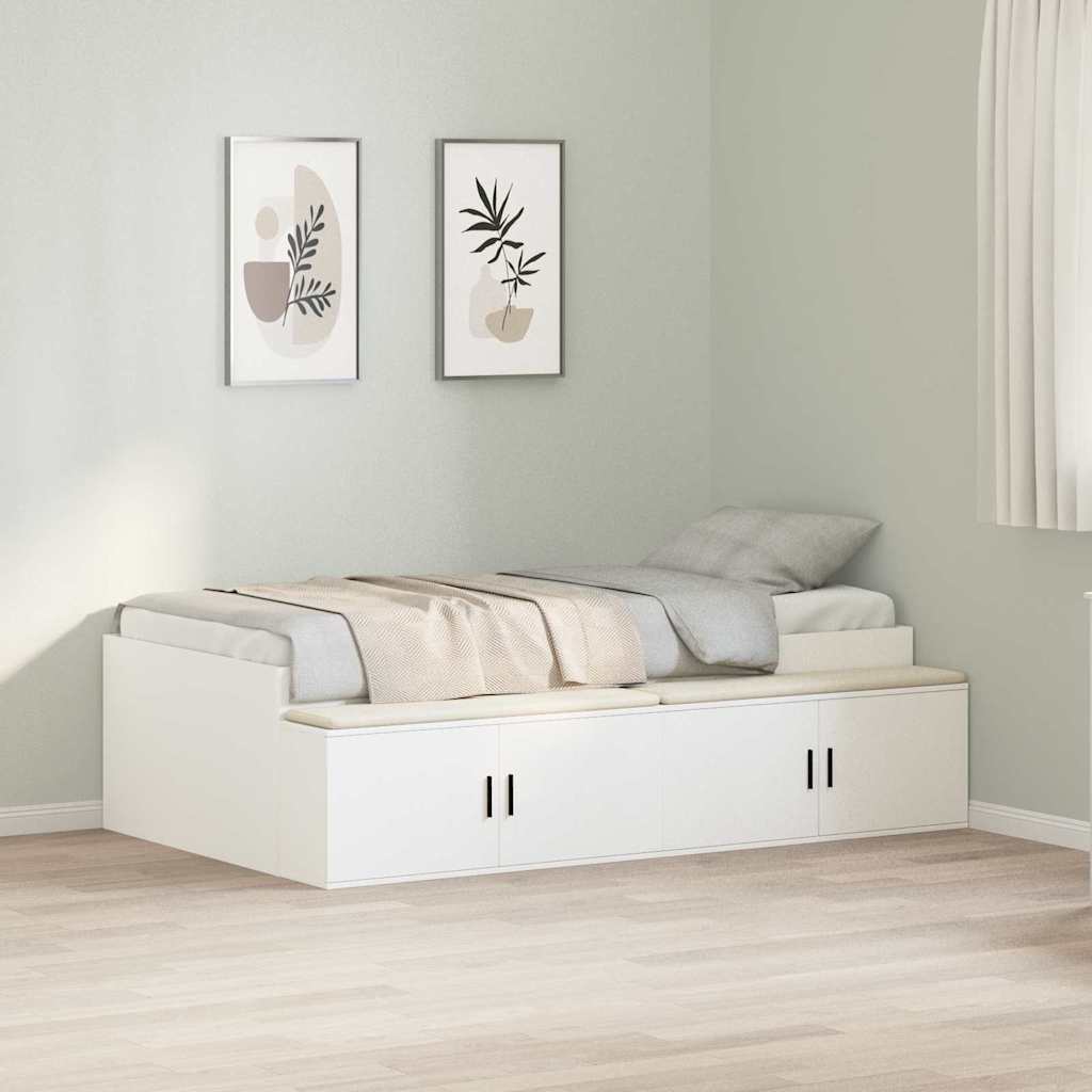 Storage Bed Frame White 90 x 190 cm Engineered wood