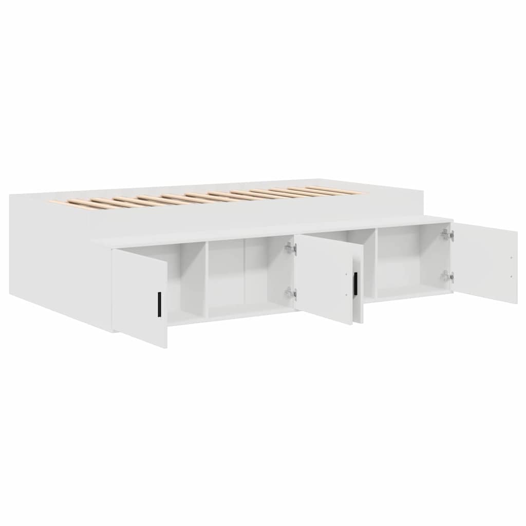 Storage Bed Frame White 90 x 190 cm Engineered wood