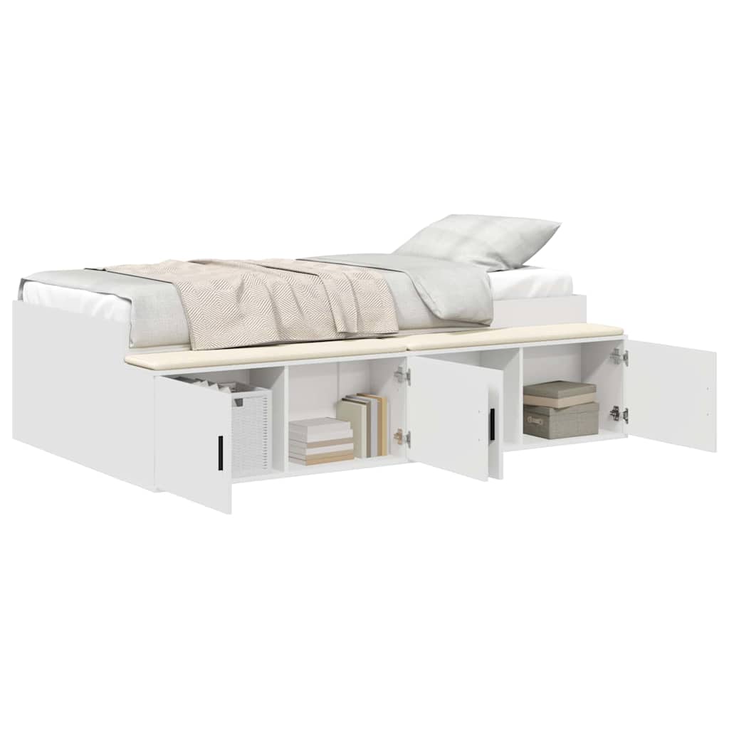 Storage Bed Frame White 90 x 190 cm Engineered wood