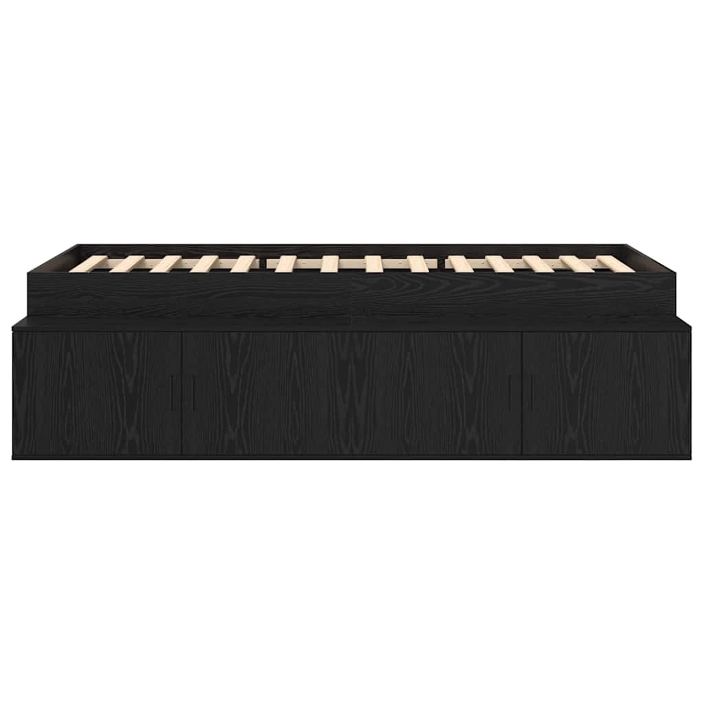 Storage Bed Frame Black oak 90 x 190 cm Engineered wood