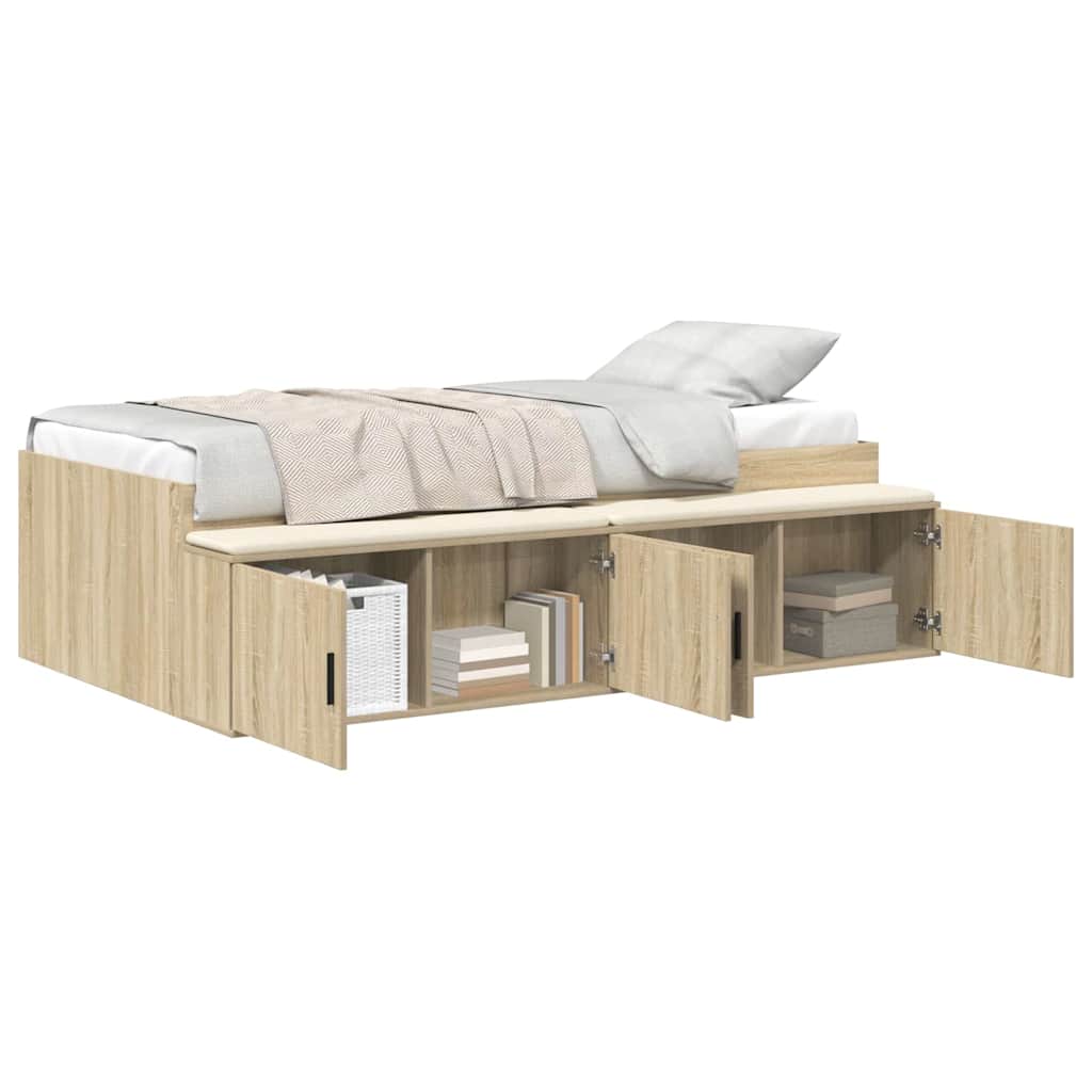 Storage Bed Frame Sonoma oak 90 x 190 cm Engineered wood