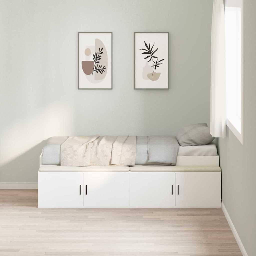 Storage Bed Frame White 75 x 190 cm Engineered wood