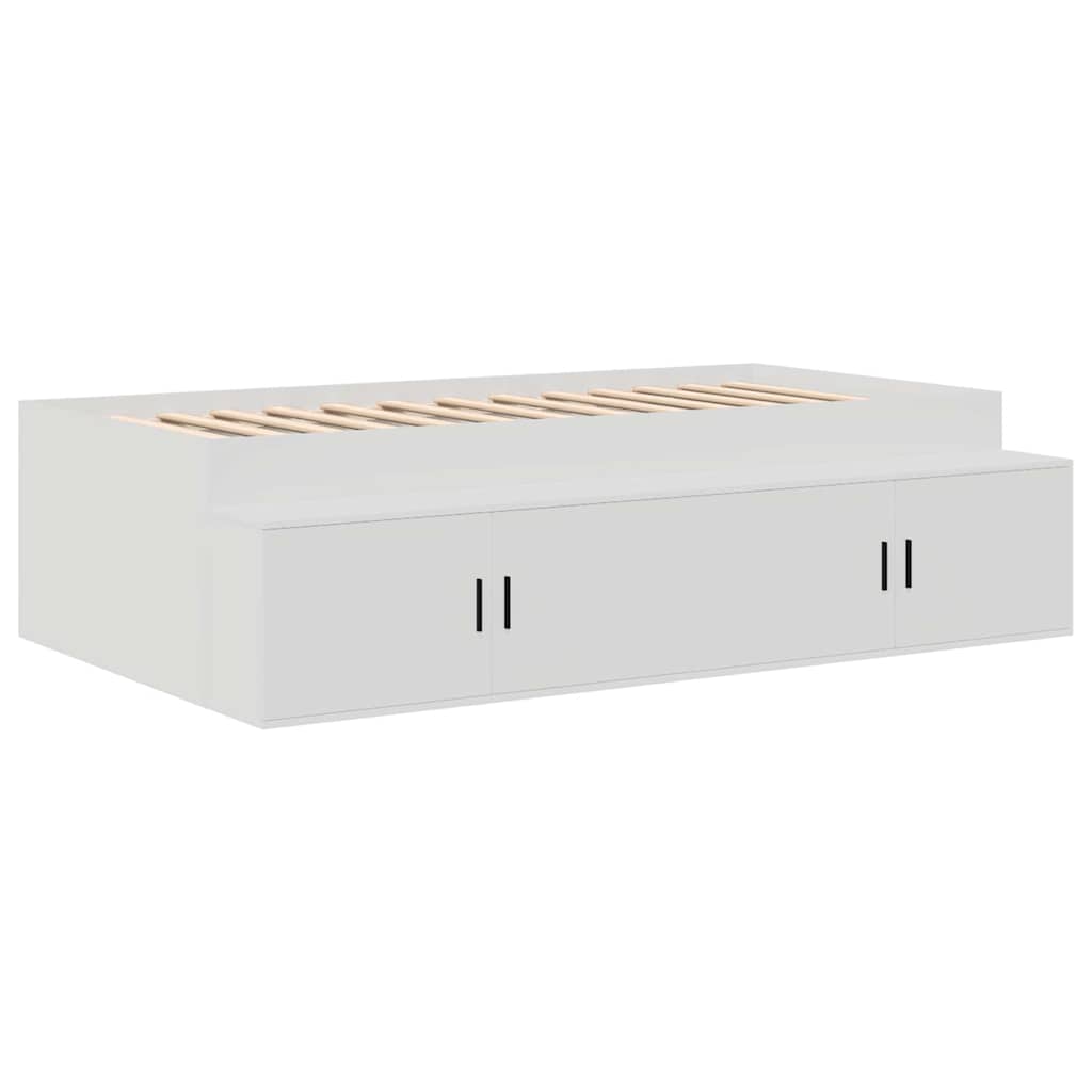 Storage Bed Frame White 75 x 190 cm Engineered wood