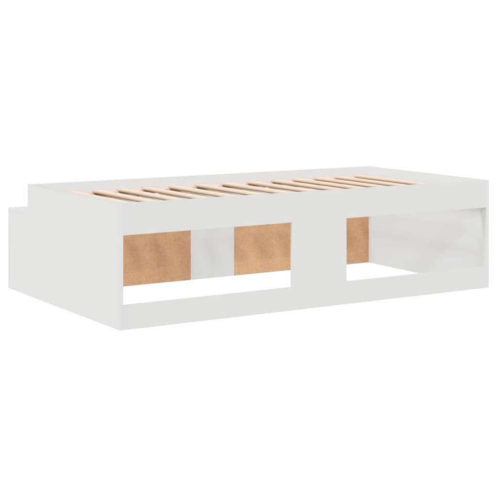 Storage Bed Frame White 75 x 190 cm Engineered wood