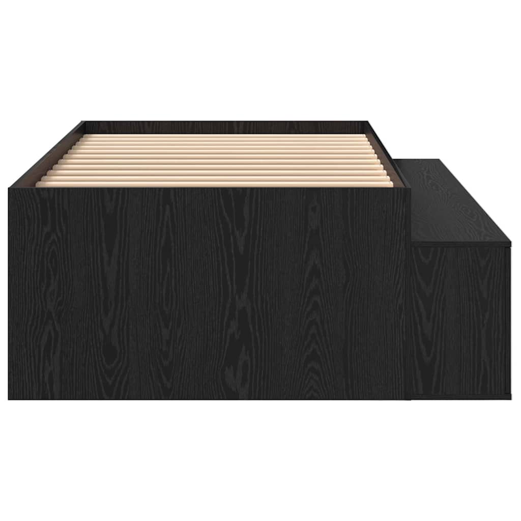 Storage Bed Frame Black oak 75 x 190 cm Engineered wood