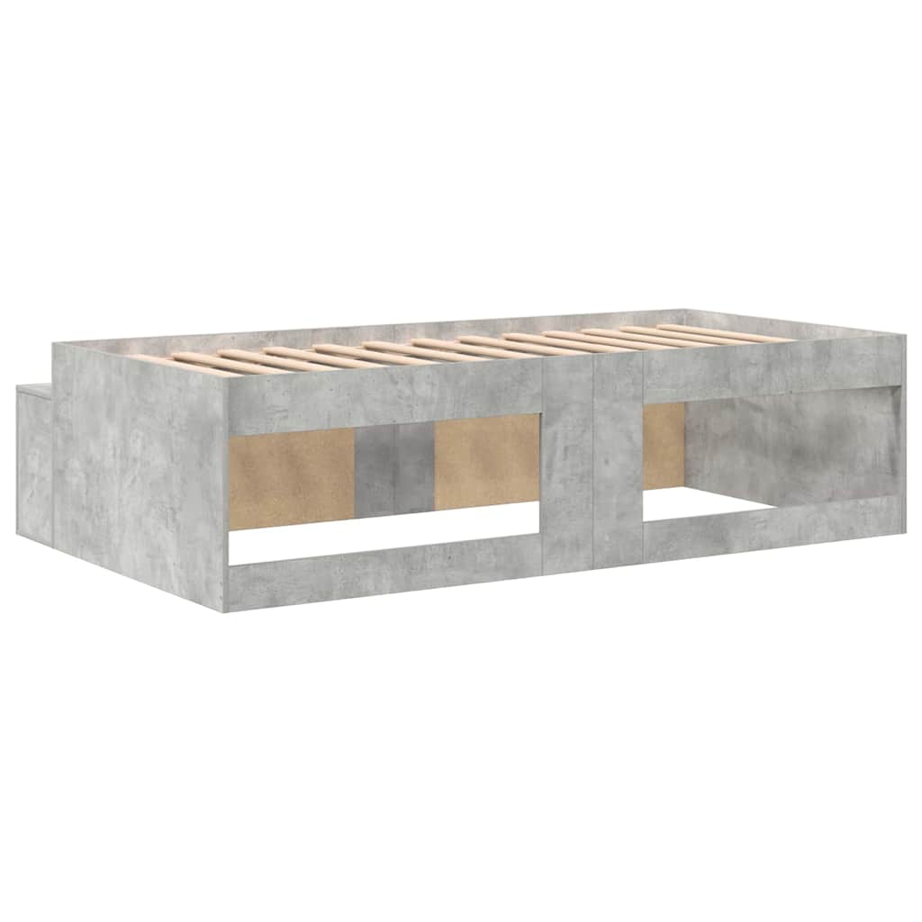Storage Bed Frame Concrete grey 75 x 190 cm Engineered wood