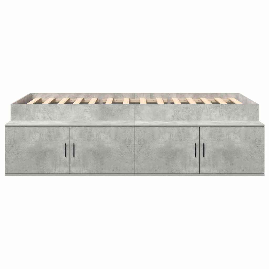 Storage Bed Frame Concrete grey 75 x 190 cm Engineered wood