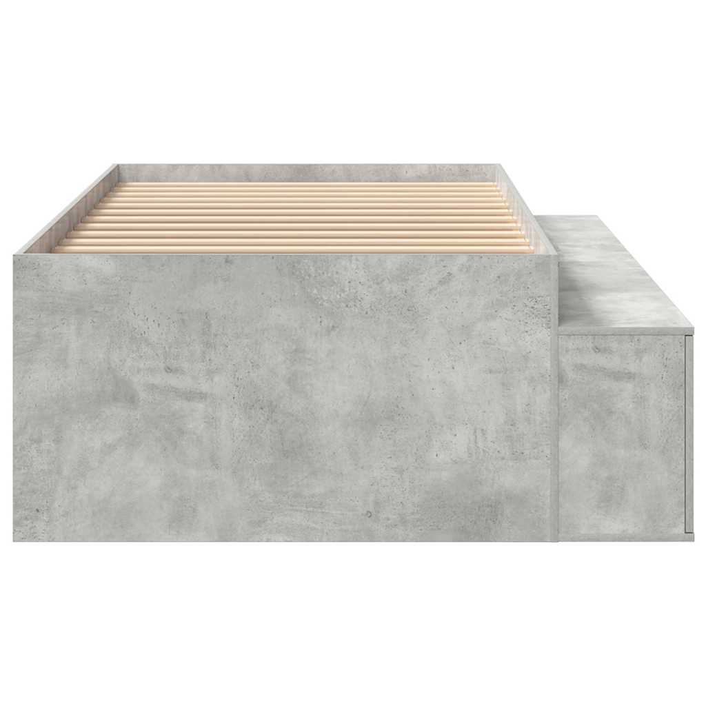 Storage Bed Frame Concrete grey 75 x 190 cm Engineered wood
