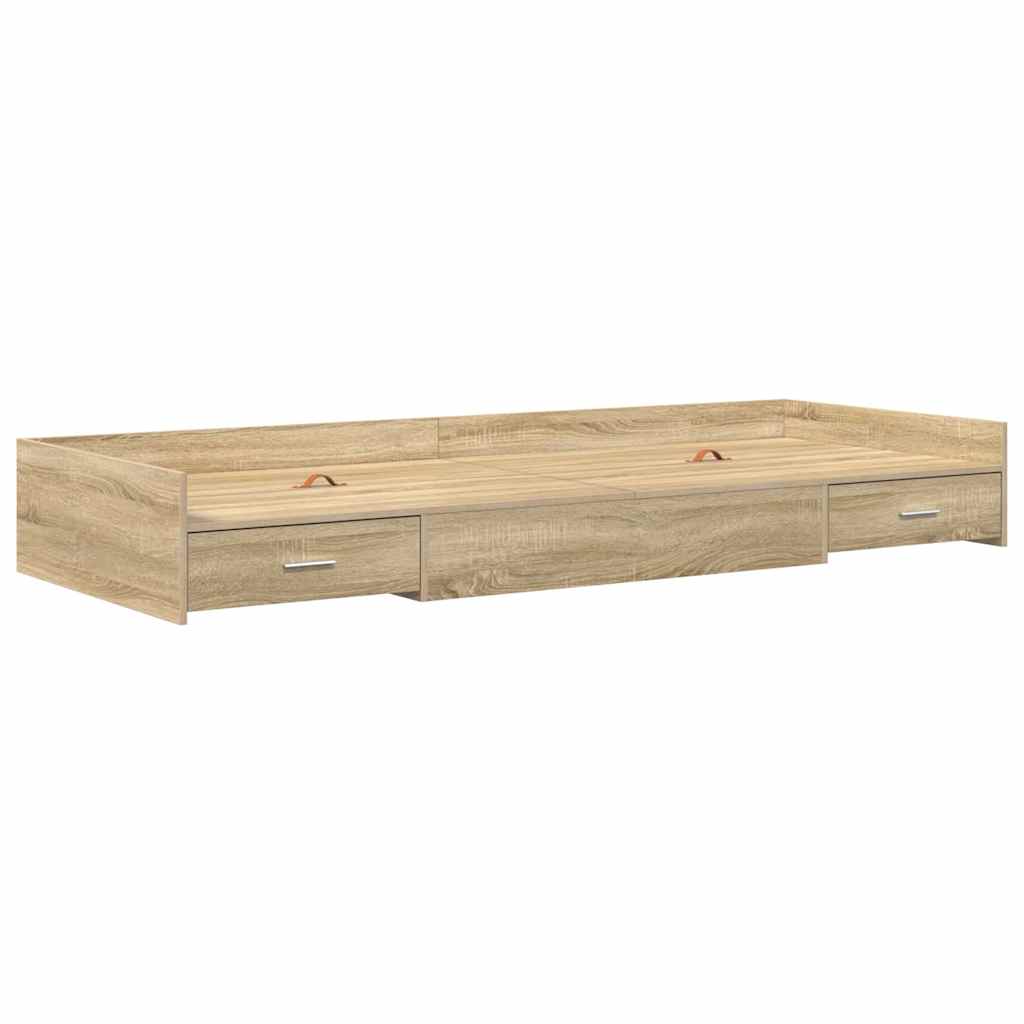 Storage Bed Frame Sonoma Oak 100 x 200 cm Engineered wood