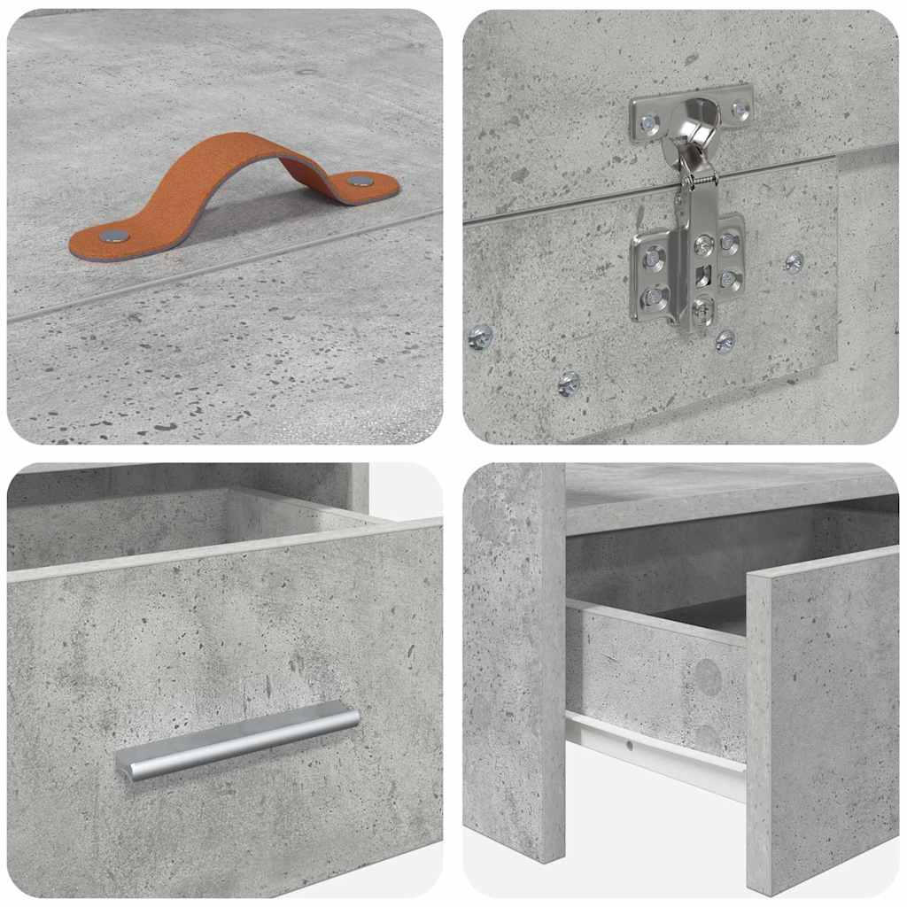 Storage Bed Frame Concrete Grey 100 x 200 cm Engineered wood