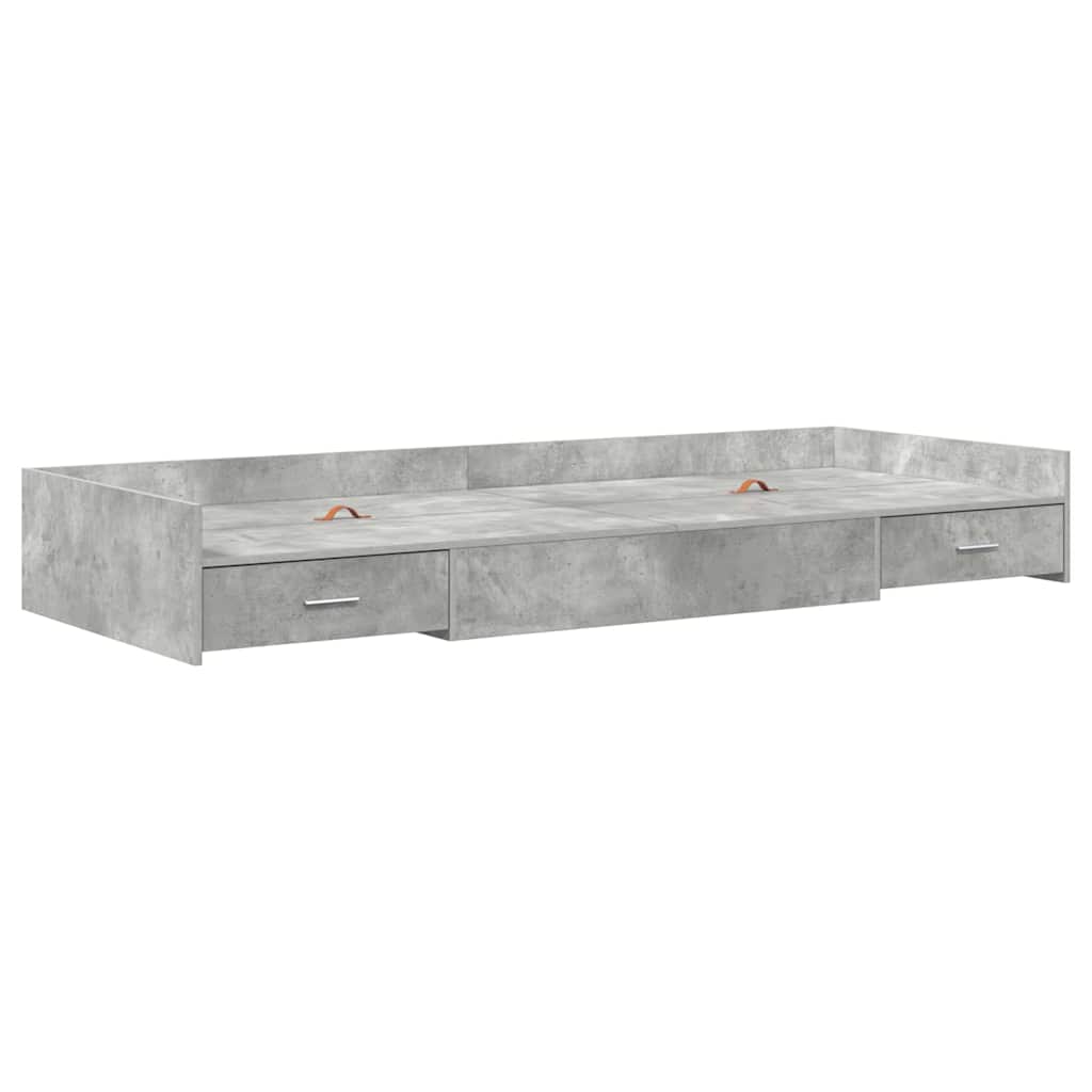 Storage Bed Frame Concrete Grey 100 x 200 cm Engineered wood