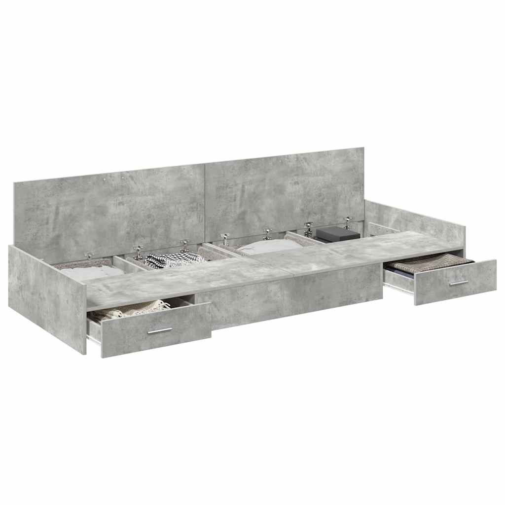 Storage Bed Frame Concrete Grey 100 x 200 cm Engineered wood