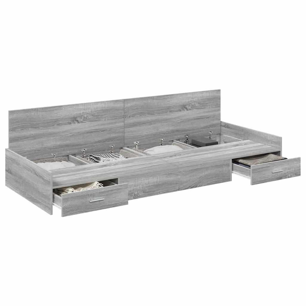 Storage Bed Frame Grey Sonoma 100 x 200 cm Engineered wood