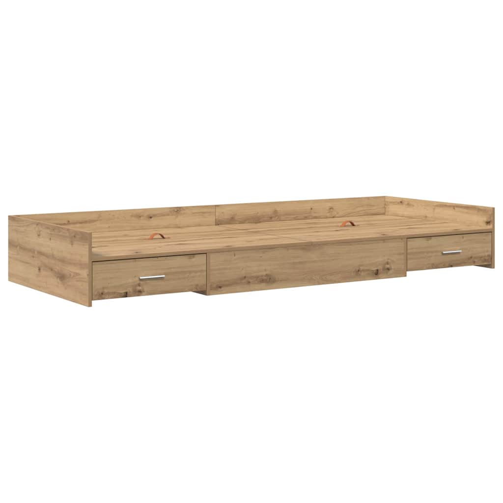 Storage Bed Frame Artisan Oak 100 x 200 cm Engineered wood