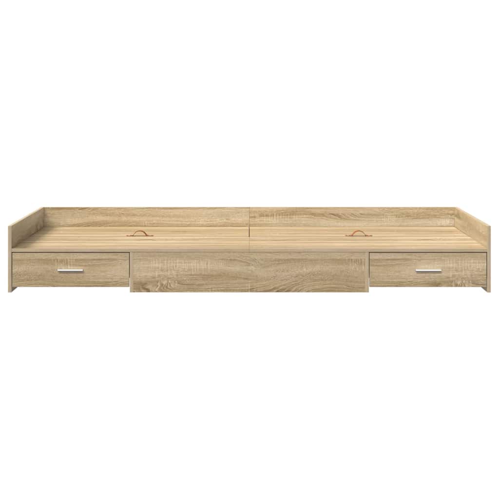 Storage Bed Frame Sonoma Oak 90 x 200 cm Engineered wood
