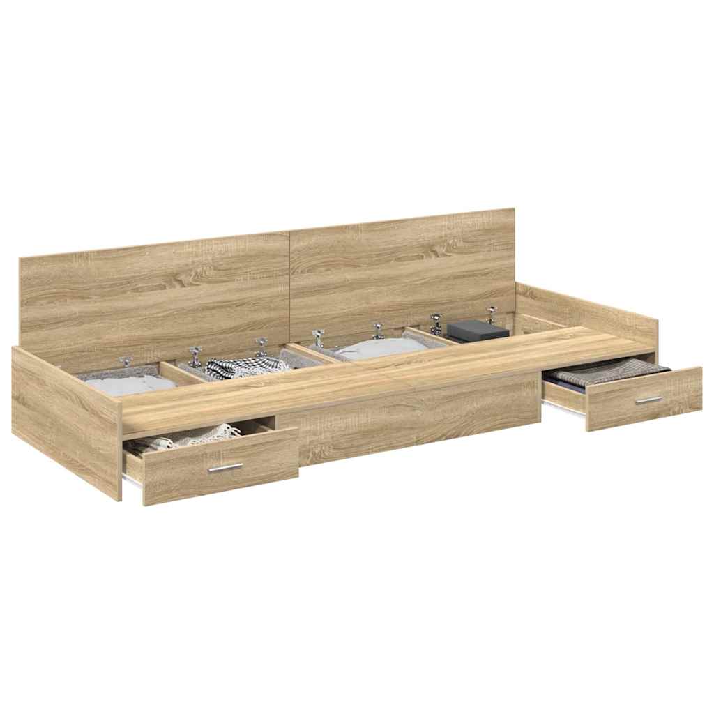 Storage Bed Frame Sonoma Oak 90 x 200 cm Engineered wood