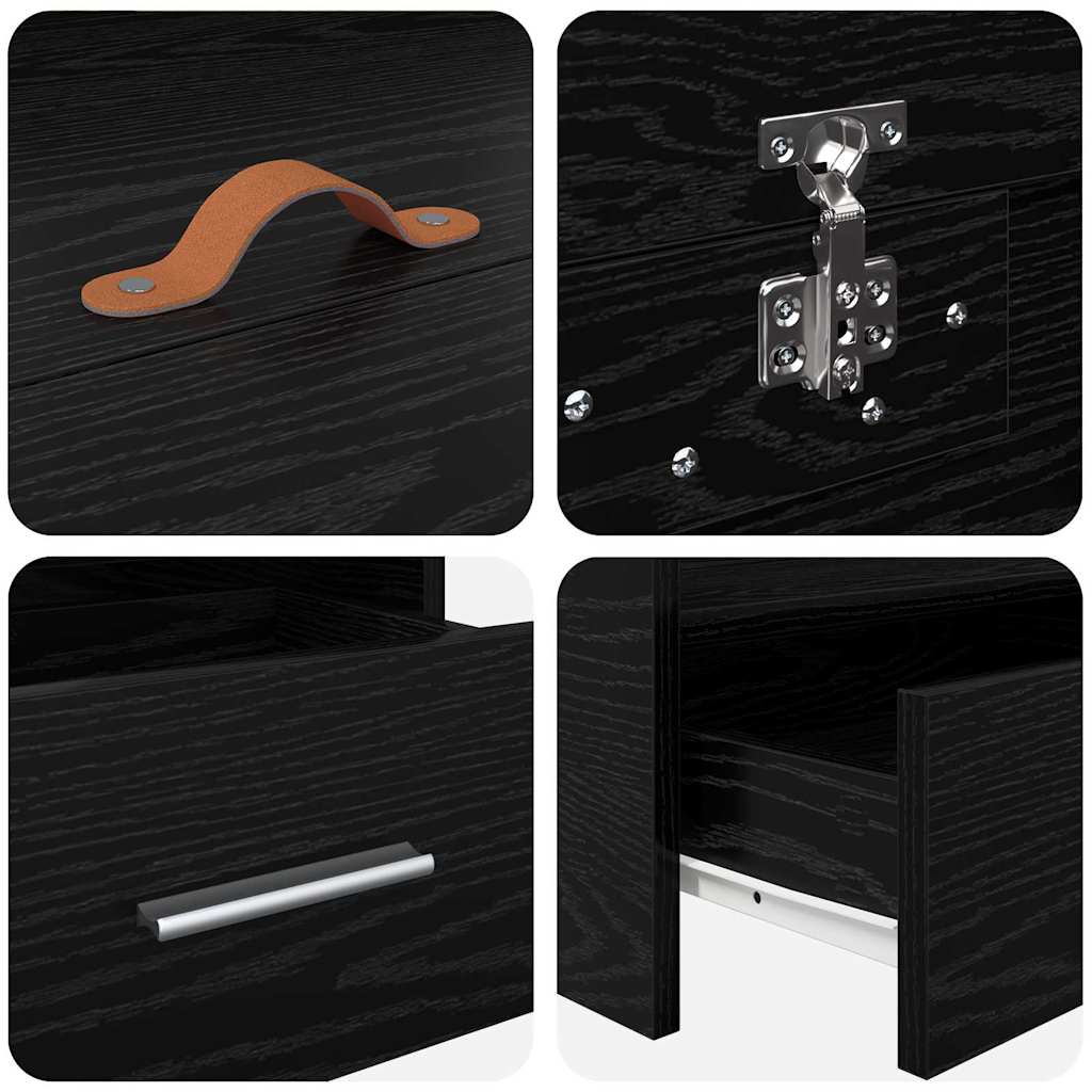 Storage Bed Frame Black Oak 80 x 200 cm Engineered wood