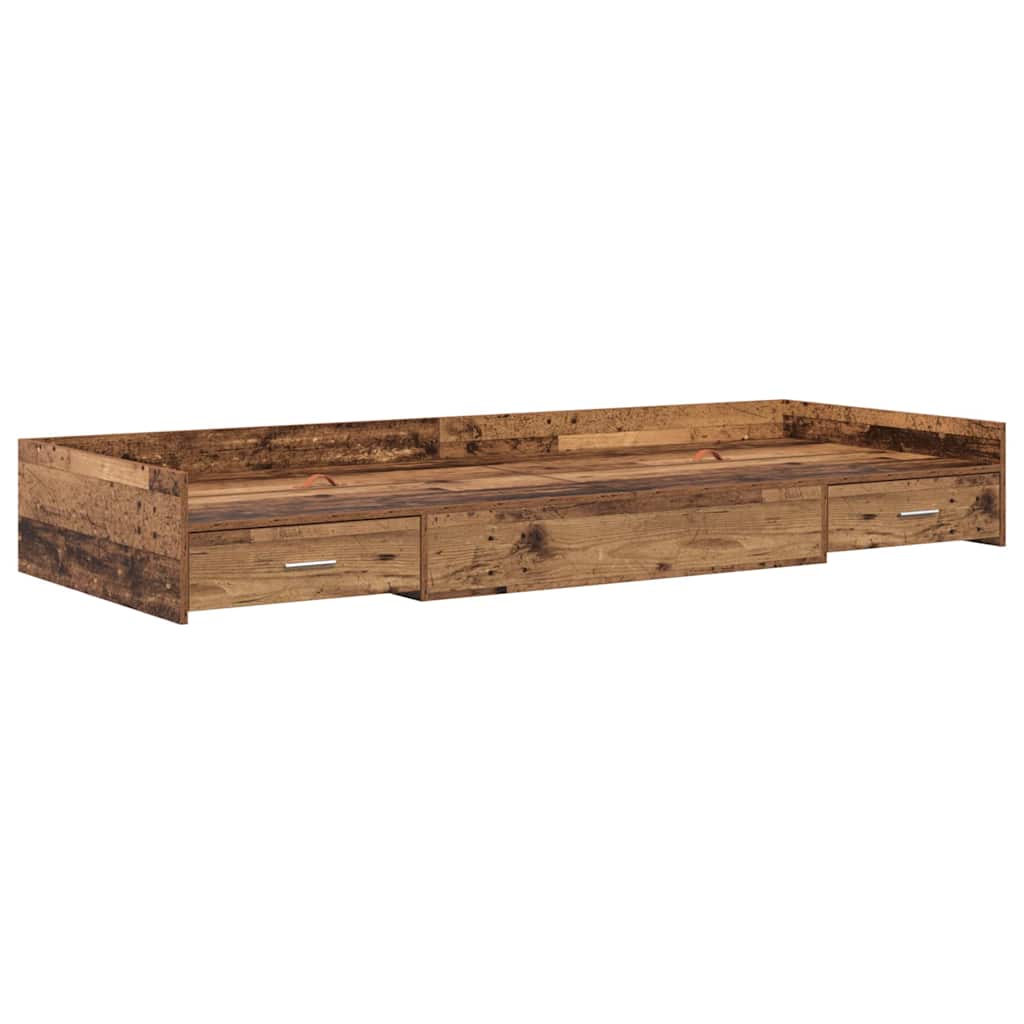 Storage Bed Frame Old Wood 80 x 200 cm Engineered wood