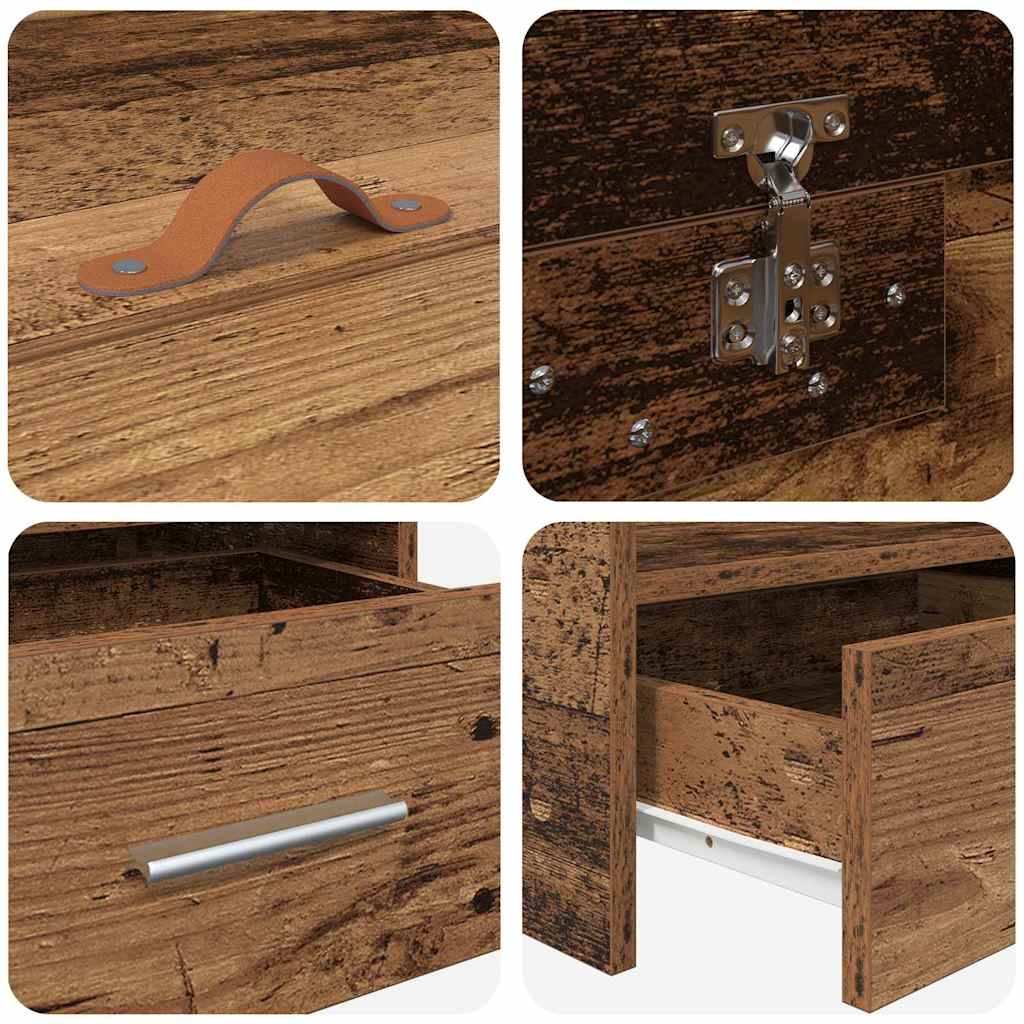 Storage Bed Frame Old Wood 80 x 200 cm Engineered wood