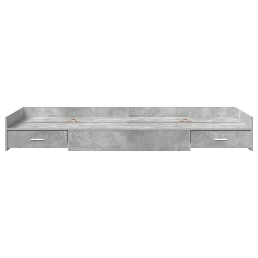Storage Bed Frame Concrete Grey 75 x 190 cm Engineered wood