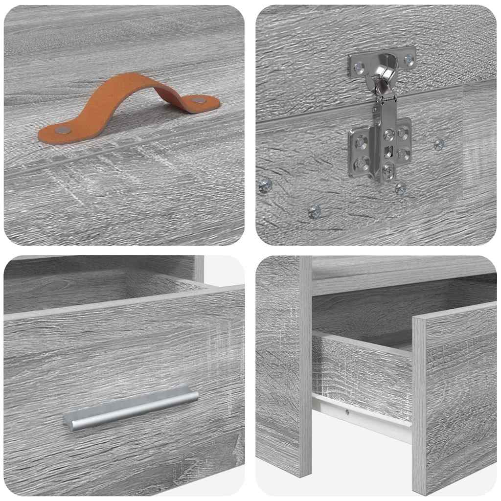 Storage Bed Frame Grey Sonoma 75 x 190 cm Engineered wood