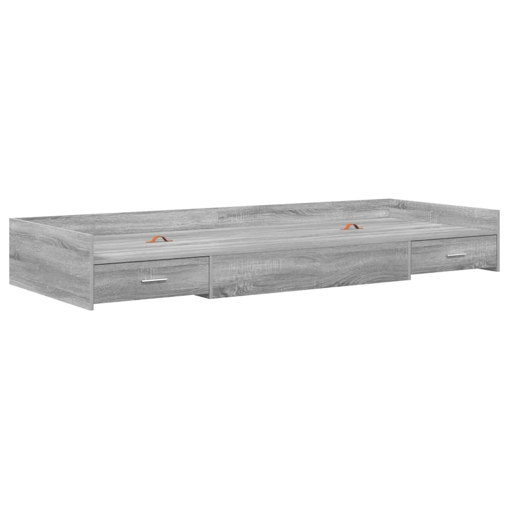 Storage Bed Frame Grey Sonoma 75 x 190 cm Engineered wood