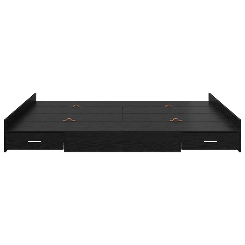 Storage Bed Frame Black oak 180 x 200 cm Engineered wood