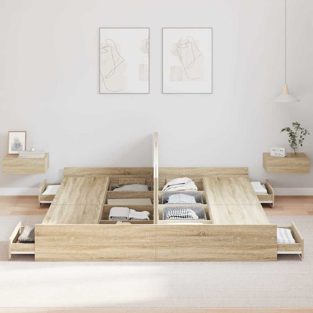 Storage Bed Frame Sonoma oak 180 x 200 cm Engineered wood