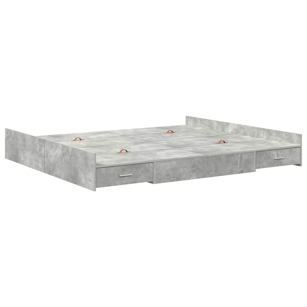 Storage Bed Frame Concrete grey 180 x 200 cm Engineered wood