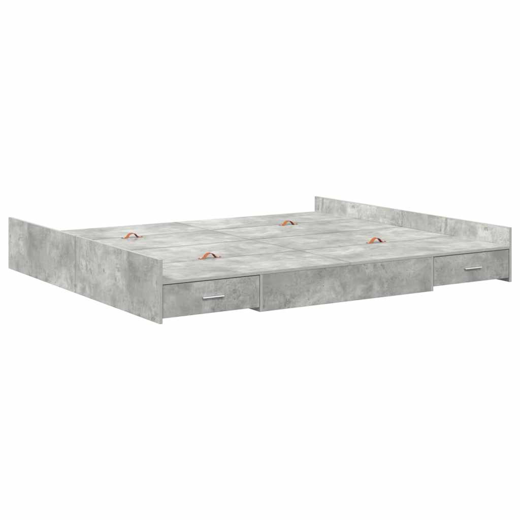 Storage Bed Frame Concrete grey 180 x 200 cm Engineered wood