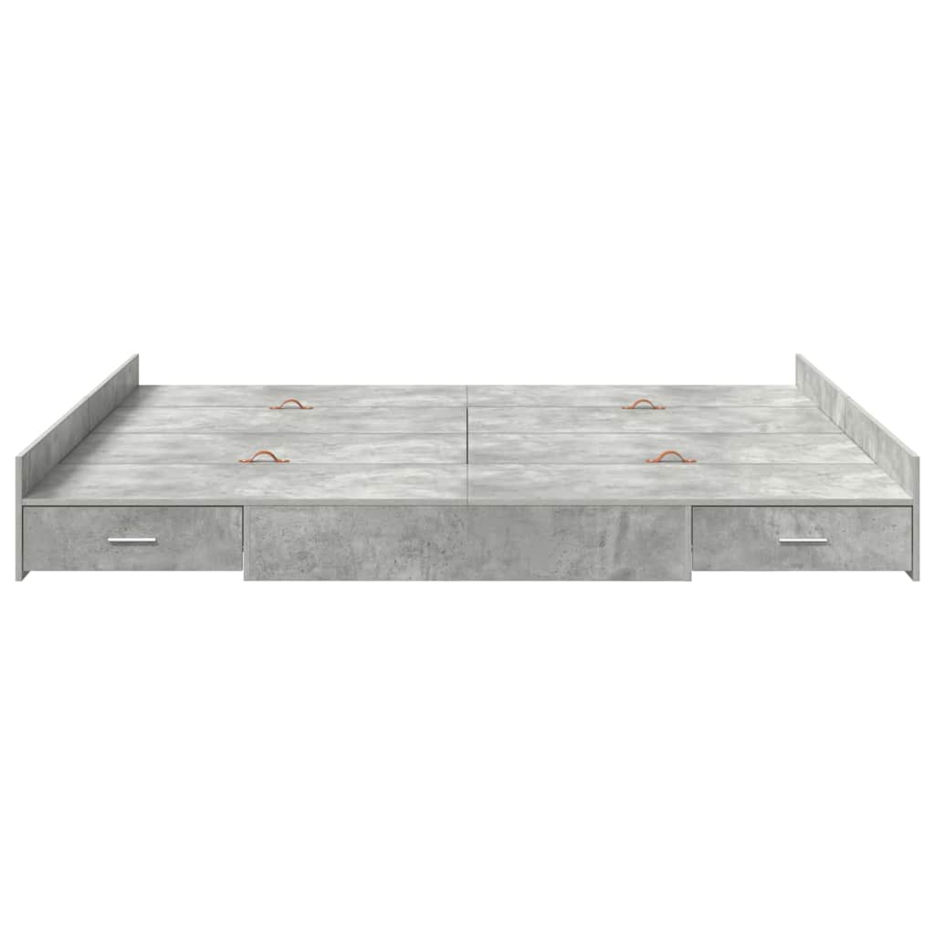 Storage Bed Frame Concrete grey 180 x 200 cm Engineered wood