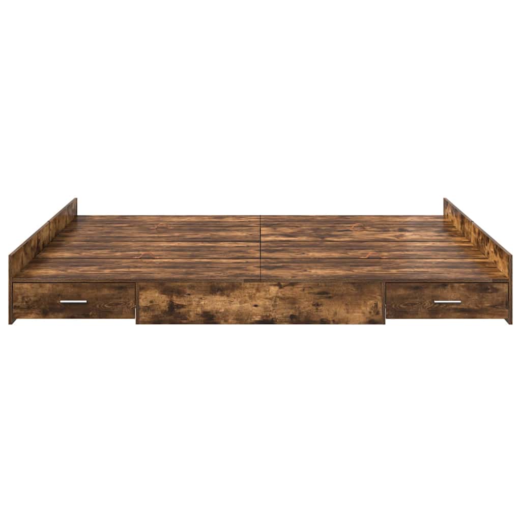 Storage Bed Frame Smoked oak 180 x 200 cm Engineered wood