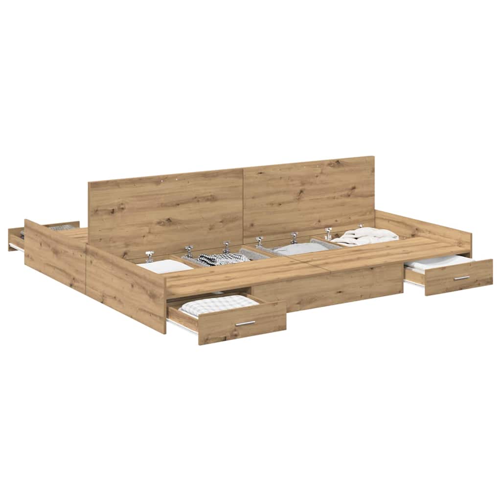 Storage Bed Frame Artisan oak 180 x 200 cm Engineered wood