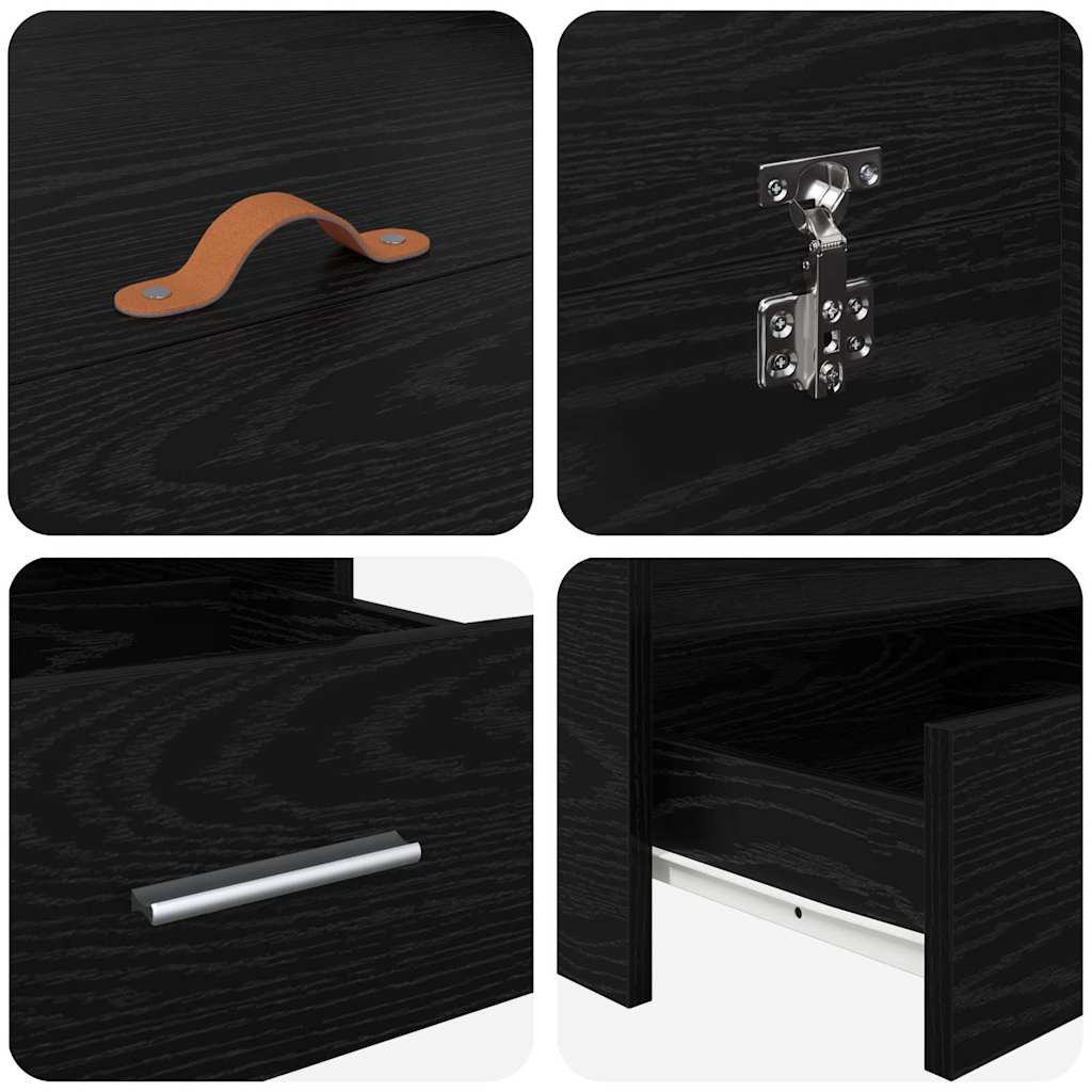 Storage Bed Frame Black oak 160 x 200 cm Engineered wood