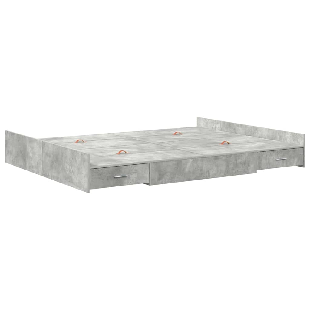 Storage Bed Frame Concrete grey 160 x 200 cm Engineered wood