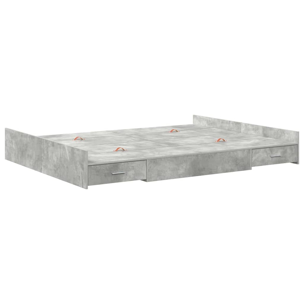Storage Bed Frame Concrete grey 160 x 200 cm Engineered wood