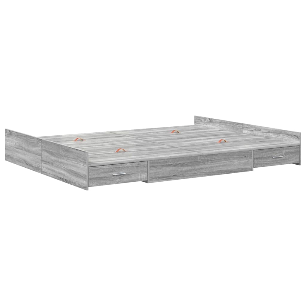 Storage Bed Frame Grey sonoma 160 x 200 cm Engineered wood