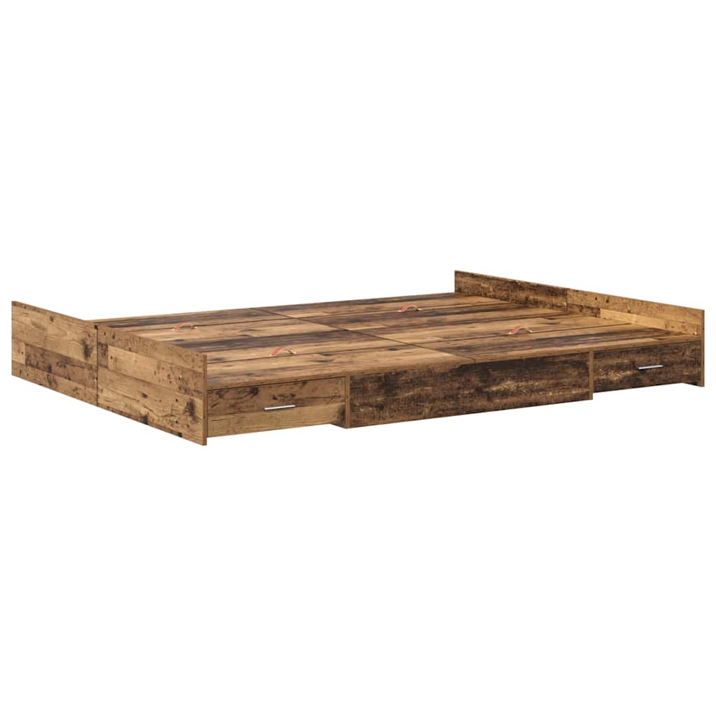 Storage Bed Frame Old wood 160 x 200 cm Engineered wood