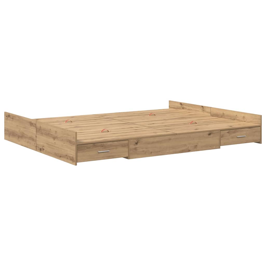Storage Bed Frame Artisan oak 160 x 200 cm Engineered wood
