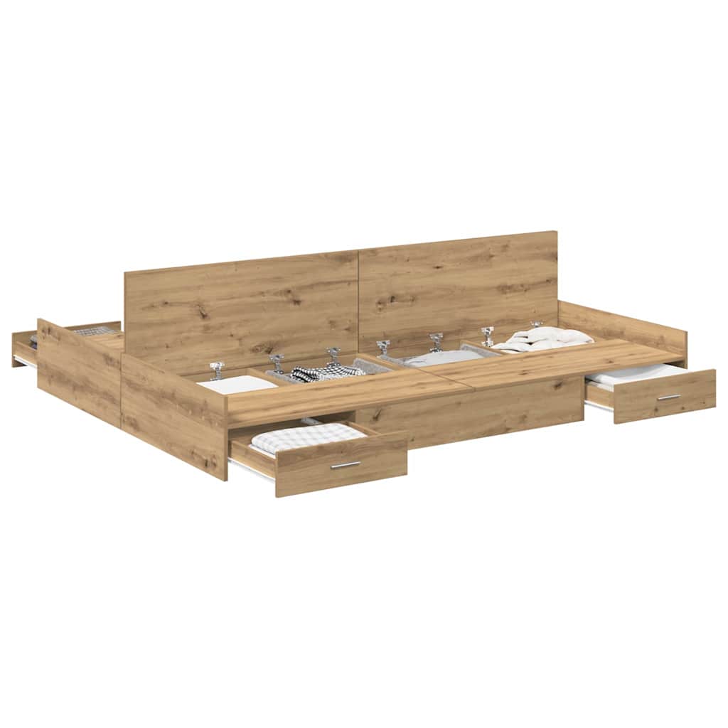 Storage Bed Frame Artisan oak 150 x 200 cm Engineered wood