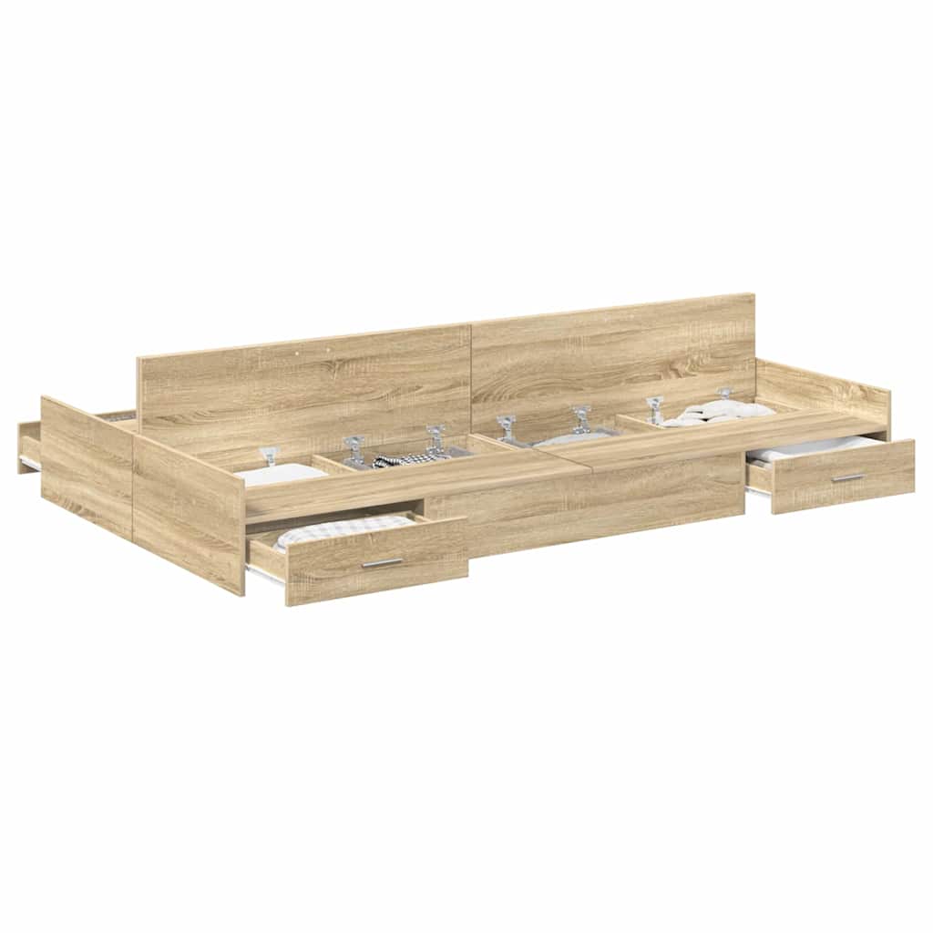 Storage Bed Frame Sonoma oak 120 x 200 cm Engineered wood