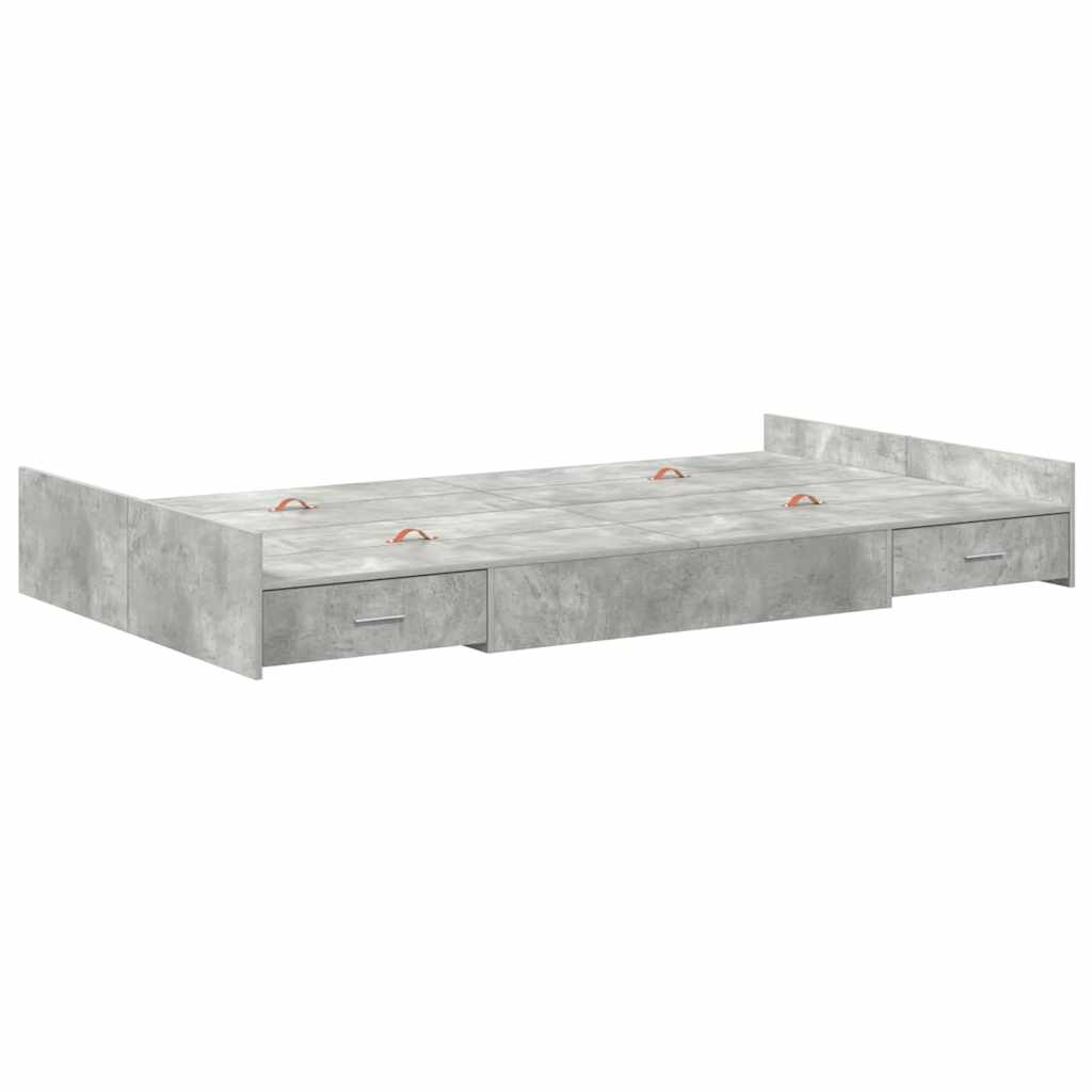 Storage Bed Frame Concrete grey 120 x 200 cm Engineered wood