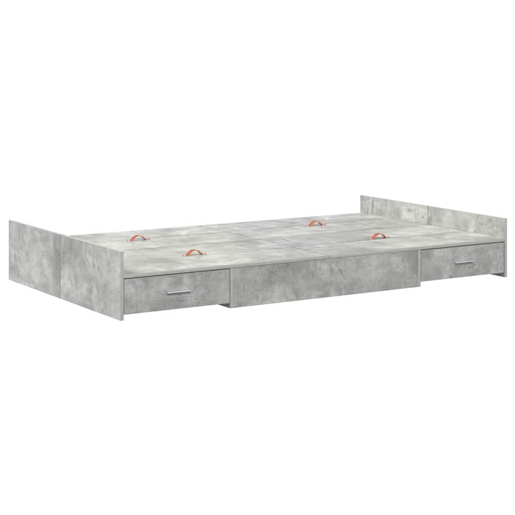 Storage Bed Frame Concrete grey 120 x 200 cm Engineered wood