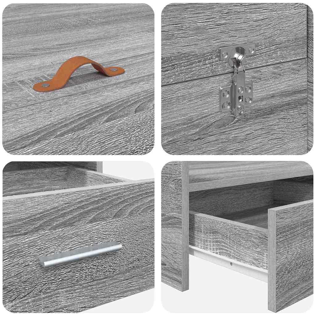 Storage Bed Frame Grey sonoma 120 x 200 cm Engineered wood